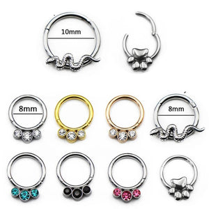 6-12mm Opal Rings Surgical Steel Septum Trick Jewelry
