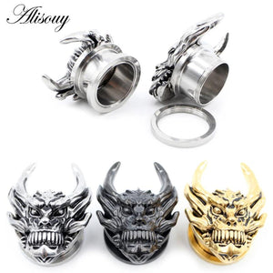 8-16mm Stainless Steel Skull Ear Plugs Tunnels