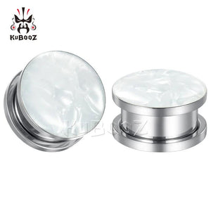Stainless Steel Shell Ear Tunnels Plugs Gauges Piercing 6-25mm