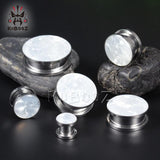 Stainless Steel Shell Ear Tunnels Plugs Gauges Piercing 6-25mm