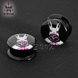 Acrylic Rabbit Skull Logo Ear Tunnels Piercing Gauges Earring Plugs