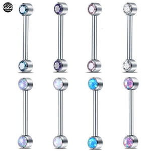 Titanium Opal Nipple Tongue Piercing 14G CZ Cartilage Earrings