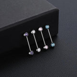 Titanium Opal Nipple Tongue Piercing 14G CZ Cartilage Earrings