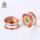 Kubooz Transparent Acrylic Ear Expanders Earrings Animal Logo in Pair