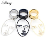 2pcs Double Flared Face Dangle Ear Gauges Plugs Tunnels Stainless Steel Earrings