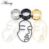 2pcs Double Flared Face Dangle Ear Gauges Plugs Tunnels Stainless Steel Earrings