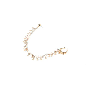 Nose Ring Chain, Hanging Disc Hoop-Ear Chain Nose Ring Tribal Jewelry