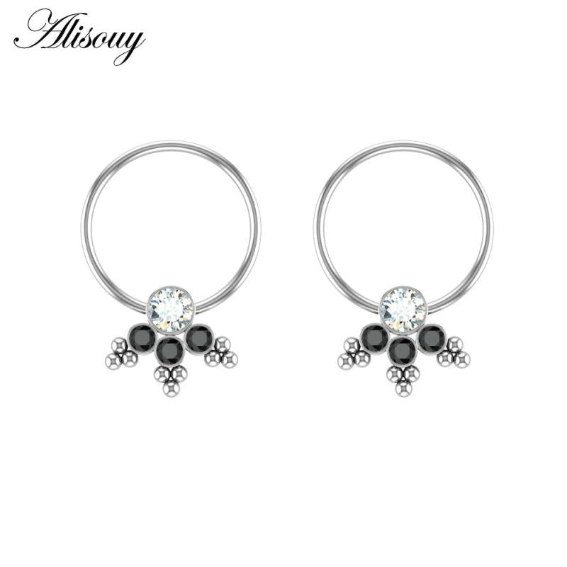2pcs Zircon Nipple Ring Piercing Barbell Shield Bar Rings Surgical Steel