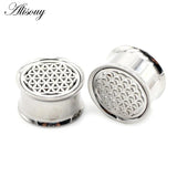 2pcs 10-22mm Stainless Steel Flower Ear Tunnel Plugs Gauges Piercing