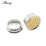 2pcs 10-22mm Stainless Steel Flower Ear Tunnel Plugs Gauges Piercing