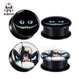 Evil Cat Acrylic Ear Plugs Tunnels Piercing Ear Gauges