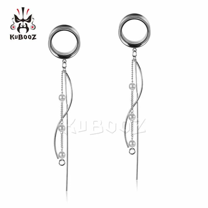 Stainless Steel Ear Tassel Pendant Tunnels Plugs Earring