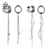 Stainless Steel Ear Tassel Pendant Tunnels Plugs Earring