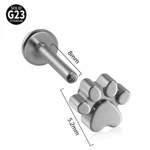 Titanium Paw Ear Cartilage Piercing Jewelry