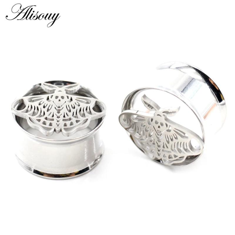 2pcs Stainless Steel Butterfly Ear Tunnels Plugs Expanders Gauge