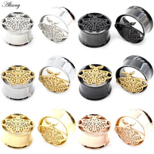 2pcs Stainless Steel Butterfly Ear Tunnels Plugs Expanders Gauge