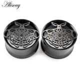 2pcs Stainless Steel Butterfly Ear Tunnels Plugs Expanders Gauge