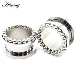2pcs 8-25mm Steel Ball Screw Ear Tunnels Plugs Flesh Gauges Piercing