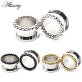 2pcs 8-25mm Steel Ball Screw Ear Tunnels Plugs Flesh Gauges Piercing