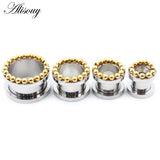 2pcs 8-25mm Steel Ball Screw Ear Tunnels Plugs Flesh Gauges Piercing