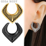 Giga 2 PCS Vintage Ear Tunnels Stainless Steel Ear Gauges Body Jewelry