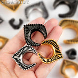 Giga 2 PCS Vintage Ear Tunnels Stainless Steel Ear Gauges Body Jewelry