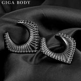 Giga 2 PCS Vintage Ear Tunnels Stainless Steel Ear Gauges Body Jewelry