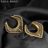 Giga 2 PCS Vintage Ear Tunnels Stainless Steel Ear Gauges Body Jewelry
