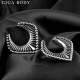 Giga 2 PCS Vintage Ear Tunnels Stainless Steel Ear Gauges Body Jewelry