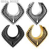 Giga 2 PCS Vintage Ear Tunnels Stainless Steel Ear Gauges Body Jewelry