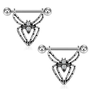 Titanium Nipple Piercing Heart Barbell 14g Spider Milk Ring