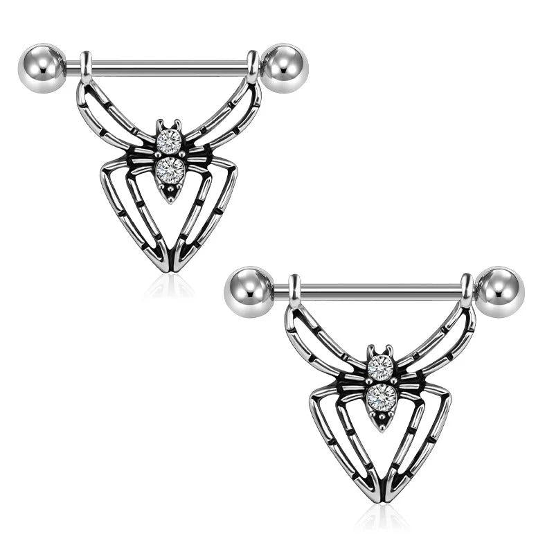 Titanium Nipple Piercing Heart Barbell 14g Spider Milk Ring