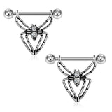 Titanium Nipple Piercing Heart Barbell 14g Spider Milk Ring