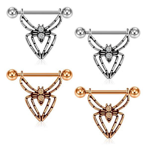 Titanium Nipple Piercing Heart Barbell 14g Spider Milk Ring