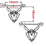 Titanium Nipple Piercing Heart Barbell 14g Spider Milk Ring