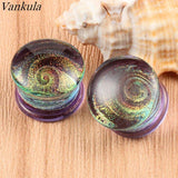 Vankula 2PCS Glass Ear Tunnels Piercing Stud Expanders Earrings Ear Gagues
