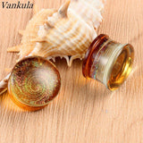 Vankula 2PCS Glass Ear Tunnels Piercing Stud Expanders Earrings Ear Gagues
