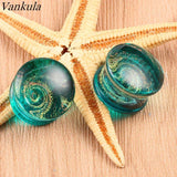 Vankula 2PCS Glass Ear Tunnels Piercing Stud Expanders Earrings Ear Gagues