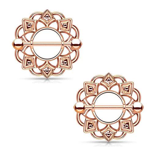 14G Surgical Steel Nipple Rings with Water Drop Pendant Charm