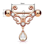 14G Surgical Steel Nipple Rings with Water Drop Pendant Charm