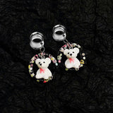 Chick Bear Cartoon Ear Tunnels Plugs Earrings Gauge Stainless Steel