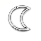 G23 Titanium Moon Shaped Hinged Segment Zircon Pave Hoop Nose Ring