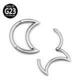 G23 Titanium Moon Shaped Hinged Segment Zircon Pave Hoop Nose Ring
