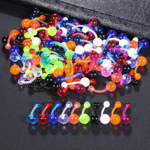 100Pcs Acrylic Belly Button Rings Colorful Belly Piercing Kits Sexy Jewelry