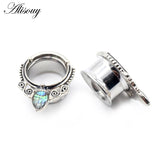 Steel Ear Gauges Expander Plugs and Tunnels with Shell Logo 2pcs