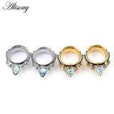 Steel Ear Gauges Expander Plugs and Tunnels with Shell Logo 2pcs