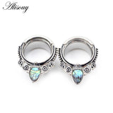 Steel Ear Gauges Expander Plugs and Tunnels with Shell Logo 2pcs