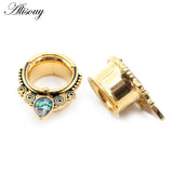 Steel Ear Gauges Expander Plugs and Tunnels with Shell Logo 2pcs