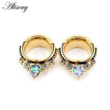 Steel Ear Gauges Expander Plugs and Tunnels with Shell Logo 2pcs