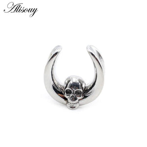 1PC Saddle Skull Ear Weight Hangers Plug Tunnel Body Jewelry Stainless
